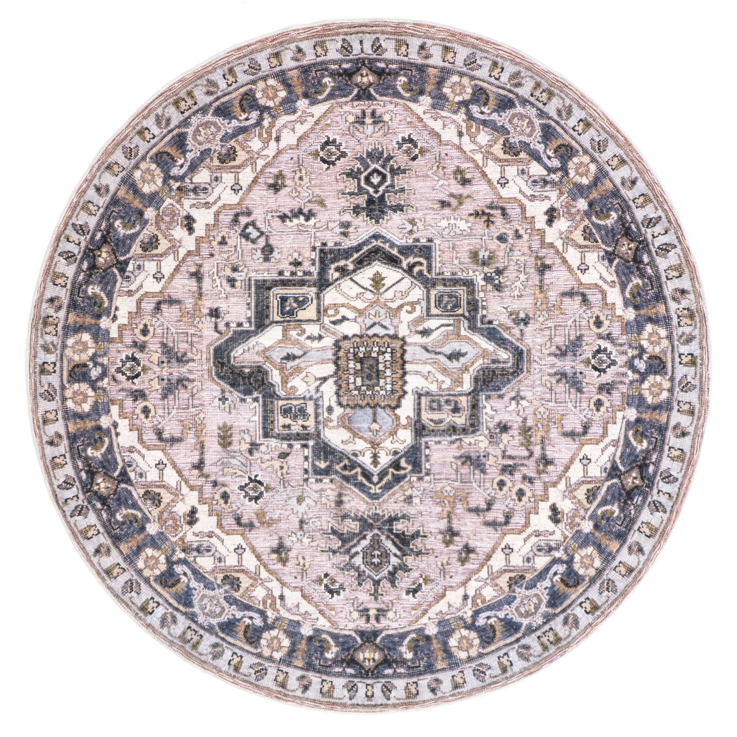 nuLOOM Sasha Machine Washable Medallion Area Rug, 6' Round, Pink