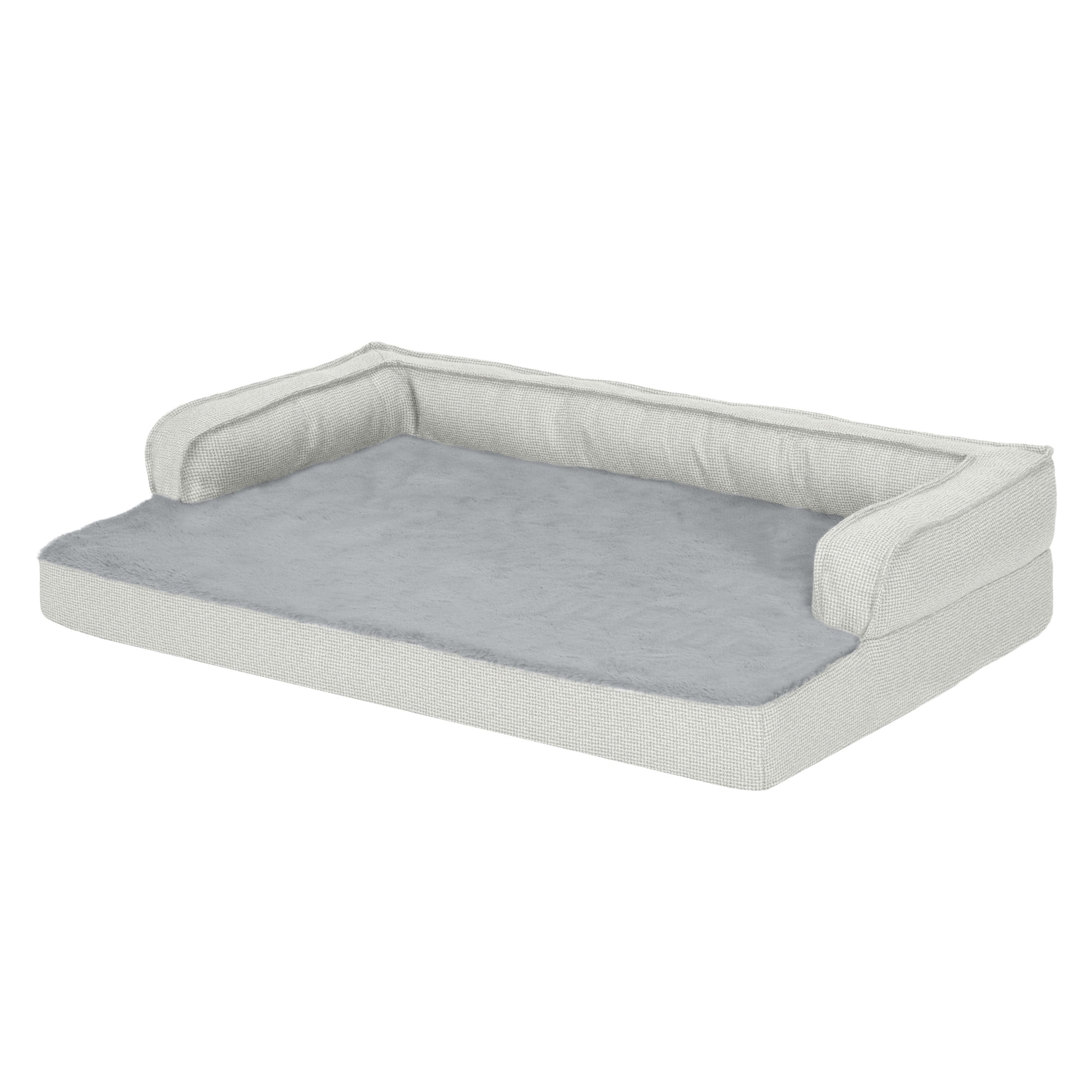 FurHaven Pet Products Plush & Decor Check Comfy Couch Orthopedic Pet Bed for Dogs & Cats - Gray, Medium