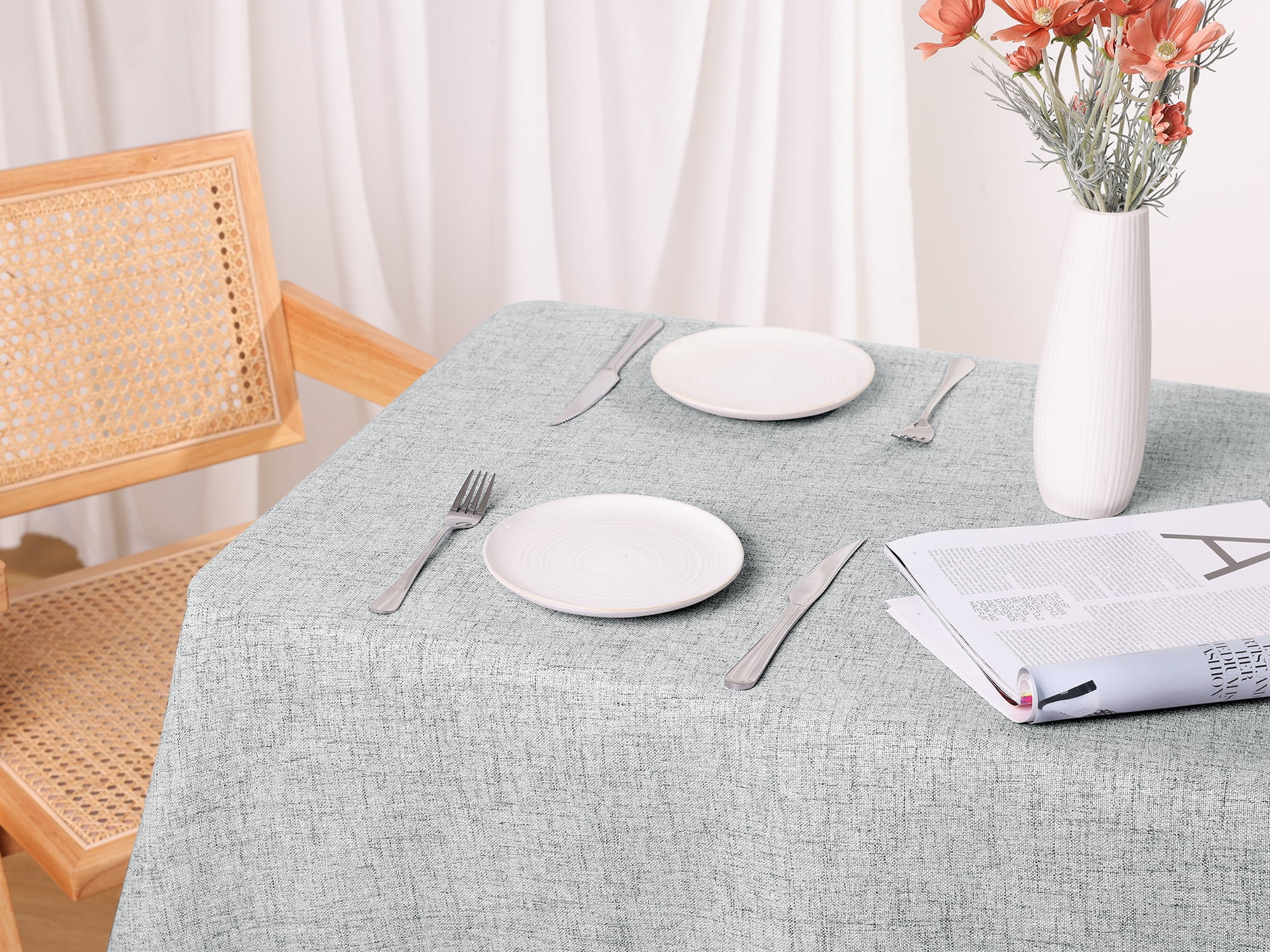 Unique Bargains Rectangle Tablecloth with Fringe for Indoor Outdoor Grey 52"x79"