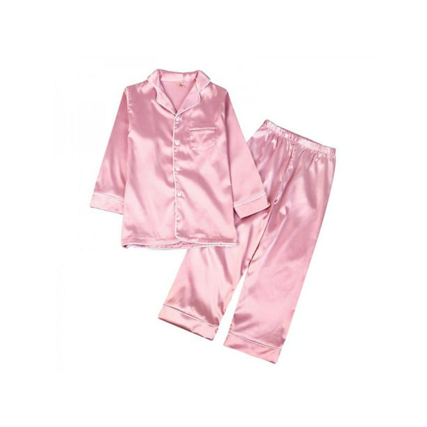 Catlerio Kids Boys Girls Satin Pyjamas Set Long Sleeve Top Pants Nightwear Children Pajamas Pjs Walmart Com Walmart Com
