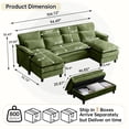 thumbnail image 5 of Pingliang Home 104.7" U Shaped Couch with Storage Ottoman,4 Seat Sectional Sofa with 4 Pillows and Double Chaises,Oversized Chenille Sofa Couch with Removable Ottoman for Living Room Apartment, 5 of 9