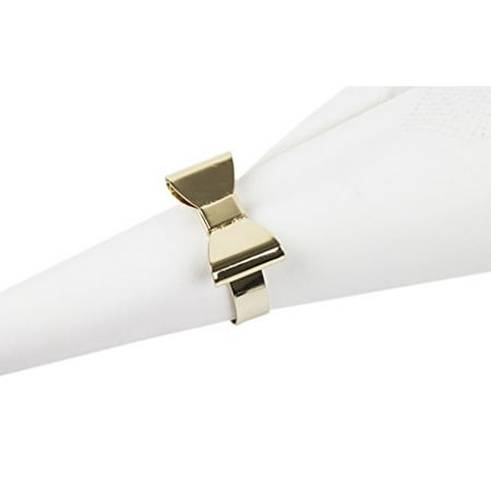 

Fennco Styles Classic Design Metal Napkin Ring - Set of 4 (Bowtie)