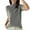 Grey, variant on XIAONU Blouse For Womens High-Neck Ribbed Shirt Solid Color Basic Simple Short-Sleeve Knitted Pullover T-Shirt