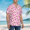 thumbnail image 2 of Cauagu Cute Flamingo Print Hawaiian Shirt for Men,Casual Short Sleeve Button Down Shirts Summer Beach Men's Regular-Fit Short-Sleeve Print Shirt -Medium, 2 of 6
