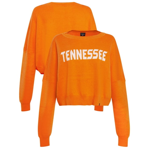 Women's Hype and Vice Tennessee Orange Tennessee Volunteers Oversized Cropped Ivy Knit Pullover Sweater