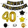 thumbnail image 5 of 40th Birthday Decorations Kit, Large Number 40 Balloons, Black and Gold Happy Birthday Banner with Latex and Star Balloons, 40 Birthday Balloons Set Party Supplies, 24 Pack, 5 of 7