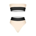thumbnail image 4 of UTSJKR Two Piece Bandeau Swimsuits for Women Color Block High Waisted Bikini Sets Cheeky Bathing Suits Strapless Swimwear Beige S, 4 of 9