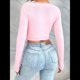 thumbnail image 5 of Top Corto de Larga para Mujer, Estilo Plisado, con Cuello en Forma de Corazón y Fruncido, Estilo Y2K. Rosa M, 5 of 10