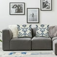 thumbnail image 2 of Blue Floral Block Print Pillow Set of 2 Flower Outdoor Decorative Throw Pillows Pillowcases Linen Cushion Case Decor for Home Sofa Couch Bed, 2 of 7