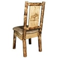 thumbnail image 3 of Glacier Country Collection Side Chair - Buckskin Upholstery, w/ Laser Engraved Moose Design, 3 of 11