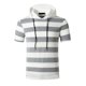 thumbnail image 1 of Ceisia Men's Striped Hooded Short Sleeve Top Summer Muscle Fit Casual Hoodie T-Shirt with Contrast Stripes Gray XXL Gifts, 1 of 4