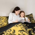 thumbnail image 4 of jejeloiu Western Vintage Skull Queen Comforter Set,Rich Damask Comforter Sets Queen For Adults,Gold Black,Black Reversible,3pcs,1 Comforter and 2 Pillowcases, 4 of 7