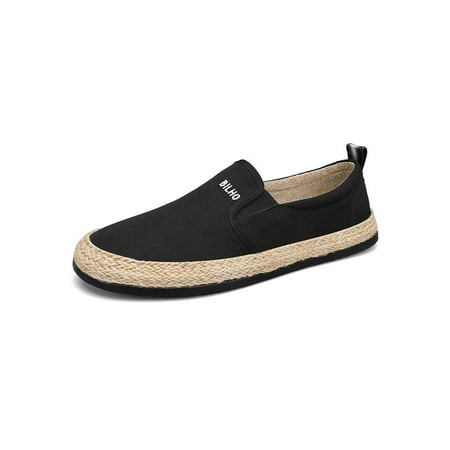 

Bellella Mens Canvas Shoe Cutout Flats Slip-On Espadrille Loafers Fashion Espadrilles Walking Driving Casual Shoes Black 2# 7