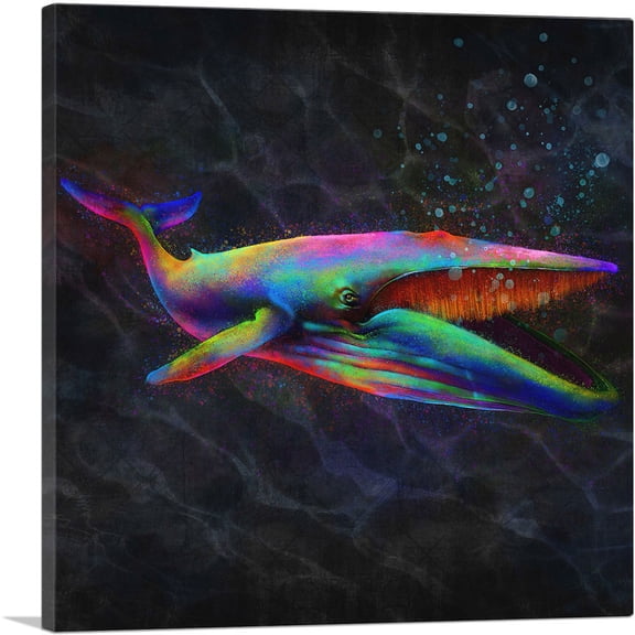 ARTCANVAS Blue Whale Ocean Sea Marine Mammal Canvas Art Print - Size: 18" x 18" (0.75" Deep)