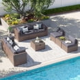 thumbnail image 3 of Clouddwell 10 Piece Patio Furniture Set Wicker Rattan Patio Conversation Set Outdoor Sectional Sofa Set with Coffee Table and Gray Cushions(Waterproof Cover Included), 3 of 6