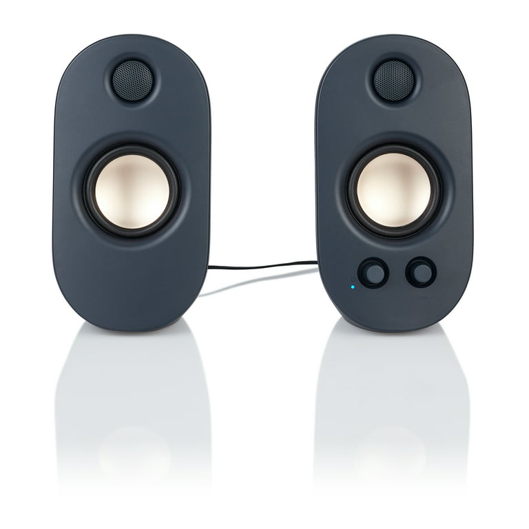 onn. AC Powered Computer Speakers with Volume and Bass Controls