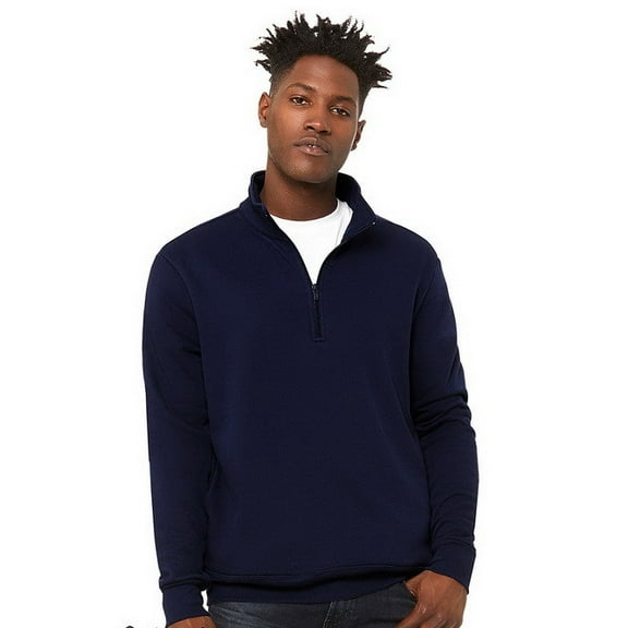 Bella Canvas 3740 Unisex Quarter Zip Pullover Fleece-Navy-XS