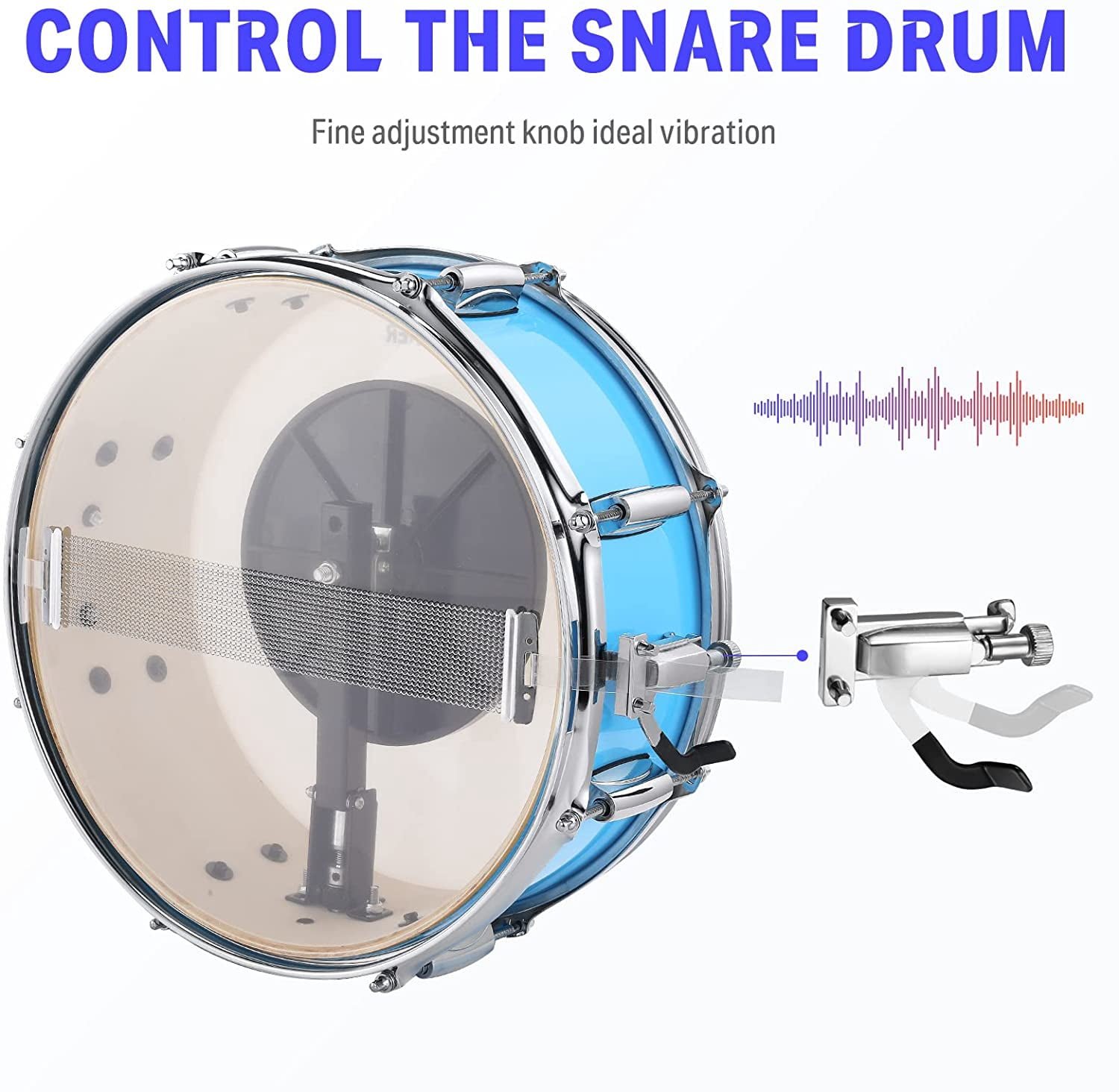 Donner 5-Drum Set with Built-in Silencer System for Adult, Complete Junior Drum Kit, Professional Drum set, Blue