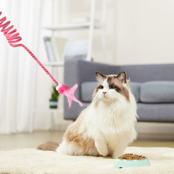 Pelota de juguete con cascabeles para gatos | Juguete interactivo colgante para jugar y hacer ejercicio | Varita de plumas para gatitos y gatos adultos