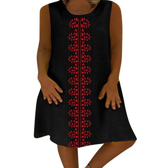 Robes d'Été pour Femmes Robes d'Été Hauts Sans Manches Gilet Camisole Grande Taille