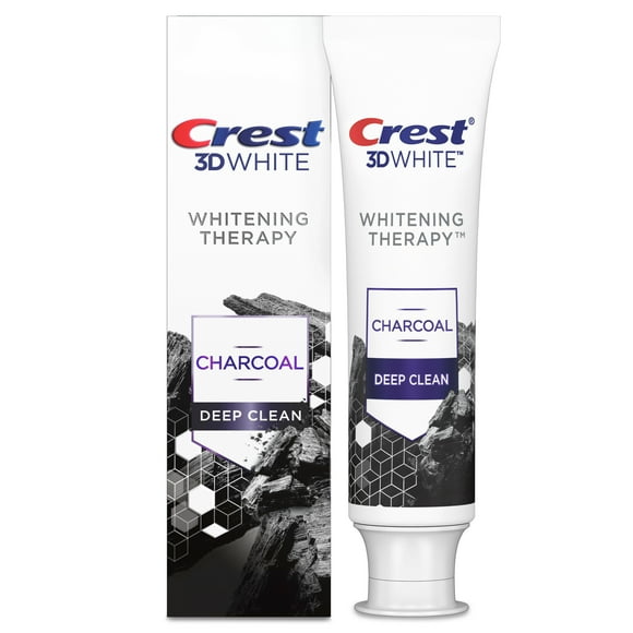 Crest 3D White Whitening Therapy Charcoal Deep Clean Fluoride Toothpaste, Invigorating Mint, 110 mL