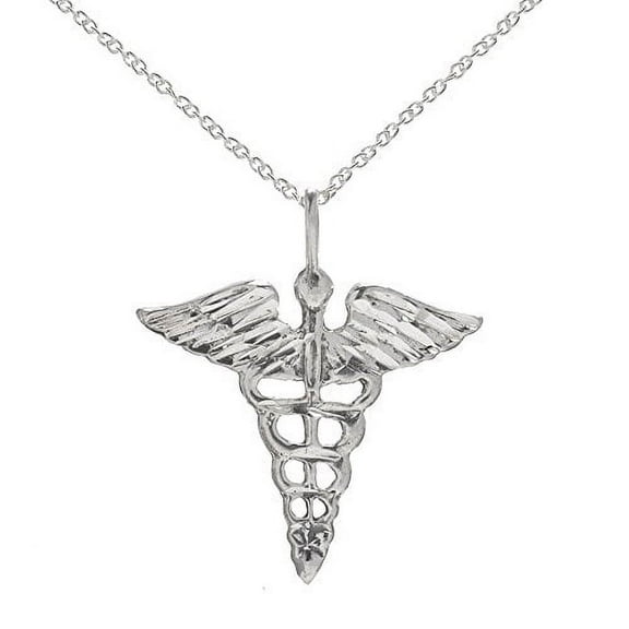 Sterling Silver Caduceus Pendant Necklace, 18"