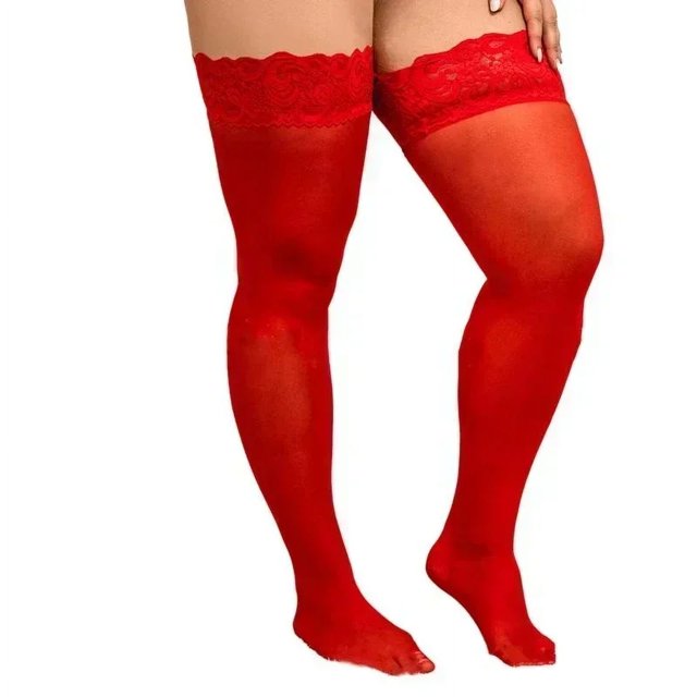 Suspenders Pantyhose Fishnet Women Stockings Garters Lace Thin Sexy Stockings lace-Red One Size