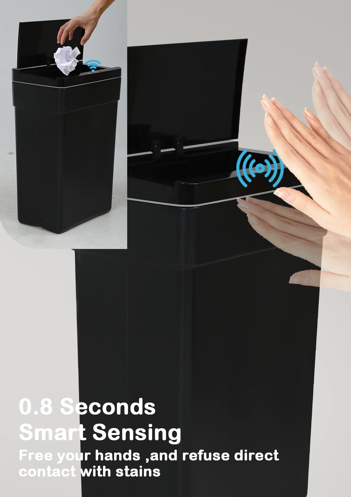 CL.HPAHKL13 Gallon Kitchen Trash Can Automatic Kitchen Trash Can Touch Free High-Capacity Garbage Can with Lid for Bedroom Home Office 50 Liter&nbsp; Bathroom Trash Can