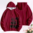 thumbnail image 2 of NinXxx Women's Winter Lined Hoodie Streetwear Sweatshirt Cold Weather Red M, 2 of 5