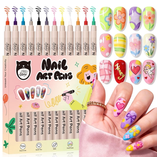 Set de Marcadores para Arte de Uñas GELLAKTIK 12 Colores de Pintura Acrílica