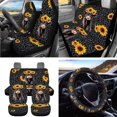 thumbnail image 2 of Uorisanigo Leopard Print Highland Cow Sunflower Car Seat Cover Full Set 15 PCS, with Wheel Covers Seatbelt Shoulder Pad Cupholder Coaster Trash Can Auto Air Vent Organizer Rearview Cover Key Chain, 2 of 7