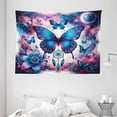 thumbnail image 3 of Ambesonne Boho Tapestry Wall Hanging, Astral Dream Butterfly Fantasy, 80"x60", Pale Pink Sky Blue Indigo, 3 of 3