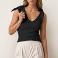 thumbnail image 2 of XIAOCHA Womens Bow Tie Shoulder Tank Top Sleeveless V Neck Pullover Top Soft Sweet Casual Tops, 2 of 5
