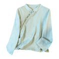 thumbnail image 2 of Xuyuer Embroidered Button-Down Shirt - Women's Long Sleeve Round Neck Casual Top for Garden Party Attire, Spring Brunch Events & Feminine Office-to-Evening Elegance, 2 of 6