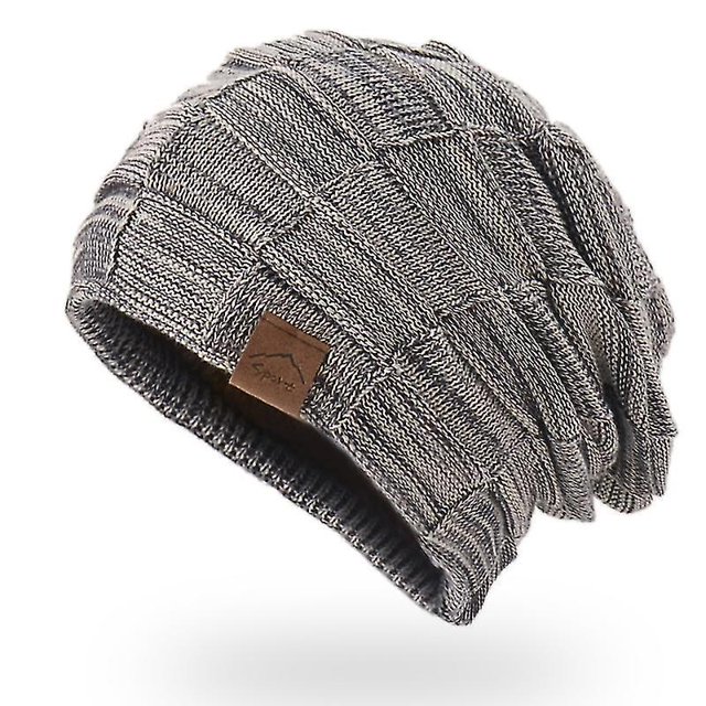 Knit Slouchy Beanie Hat Plaid Cap Unisex Winter Baggy Hats With Soft Fleece Lining For Women Men
