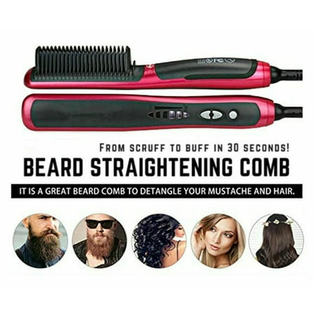 Handle Beard Brush - Beard Straighteners Comb Electric curly hair brush wet and dry anti-scaling ceramic ion hair brush for all hair types