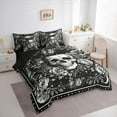 thumbnail image 3 of Homewish Boys Girls Gothic Skull Bedding Comforter Set 7pcs,Chic Floral Flowers Queen Bedding Sets Super Cozy,Bohemian Starry Sky Queen Sheet Sets,Microfiber Bedroom Decor,Reversible, 3 of 8