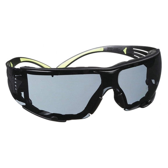 3M Safety Glasses, SecureFit 400, Gray Lens, Green/Black Frame, Foam Gasket