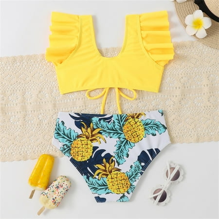 

NIUREDLTD Kids Toddler Baby Girls Spring Summer Print Cotton Sleeveless Vest Shorts Holiday Beach Swimsuit Swimwear Outfits Clothing