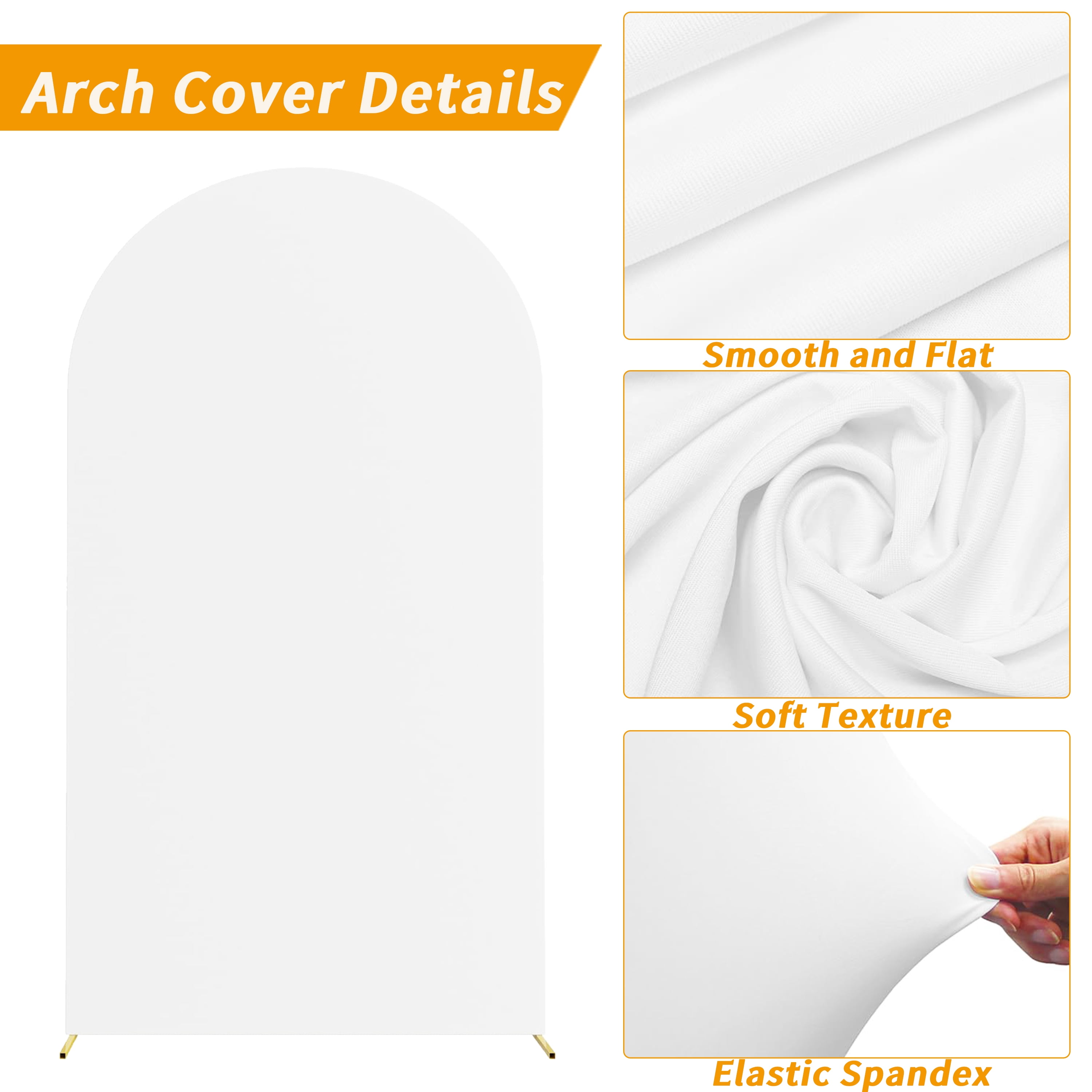 Hyindoor 7.2FT Wedding Arch Backdrop Stand + White Arch Cover, Gold Arch Stand Set for Wedding Ceremony, Bridal Shower, Birthday Party, Photo Booth Backdrops, Garden