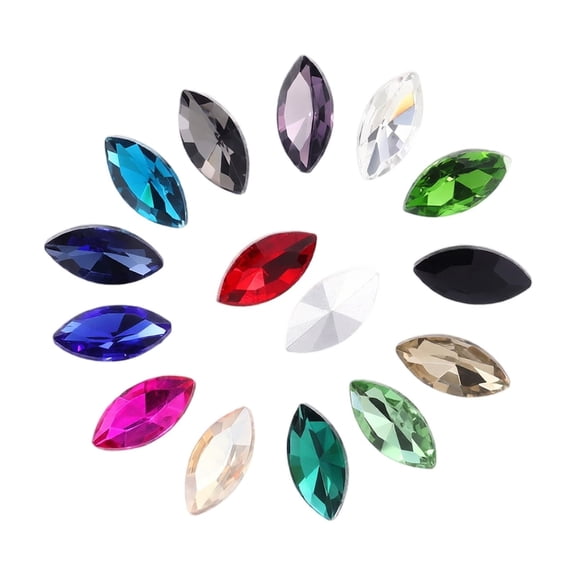 50Pcs Flat Back Navette Rhinestones 7/15mm Resin Crystal Gems for Diamond Painting Refill Mandala Art DIY Craft Decor