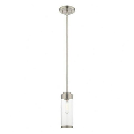 1 Light Mini Pendant in Coastal Style 5.13 inches Wide By 19 inches High-Brushed Nickel Finish Bailey Street Home 218-Bel-3110357