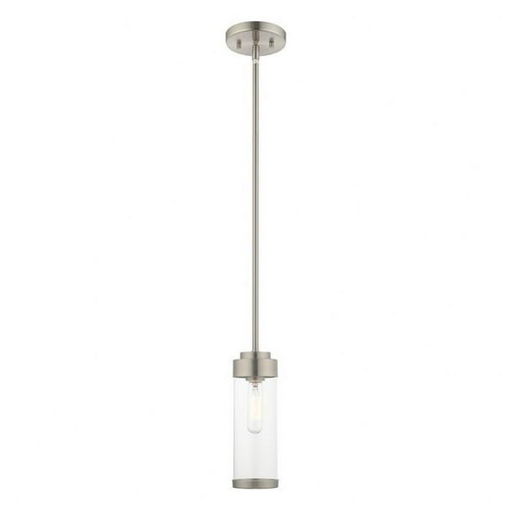 1 Light Mini Pendant in Coastal Style 5.13 inches Wide By 19 inches High-Brushed Nickel Finish Bailey Street Home 218-Bel-3110357