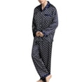 thumbnail image 2 of Mens Long Sleeve Silky Pajamas Sleepwear Set, 2 of 5