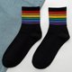 thumbnail image 1 of Calcetines de mujer, calcetines de longitud media, medias de otoño e invierno, calcetines de arcoíris a rayas, calcetines de algodón altos de estilo japonés para mujer, 1 of 5