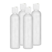 MoYo Natural Labs 8 oz Travel Bottles, Empty Travel Containers with Disc Caps, BPA Free HDPE Plastic Squeezable Toiletry/Cosmetic Bottles (Pack of 4, HDPE Translucent White)