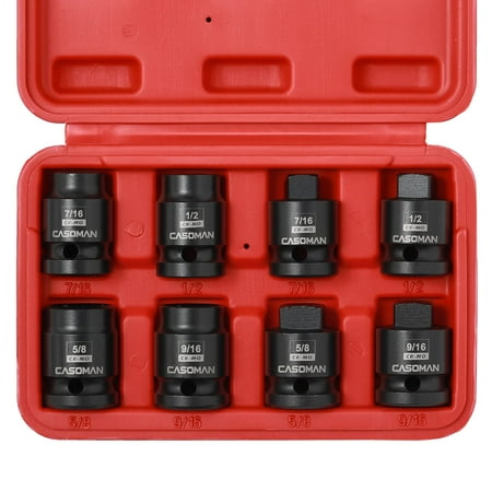 

CASOMAN 8PCS 1/2-inch Drive Pipe Plug Socket Set Cr-Mo SAE Male/Female Set 7/16 1/2 5/8 9/16 Tapered Male Square Drive Chamfered Female Square Drive