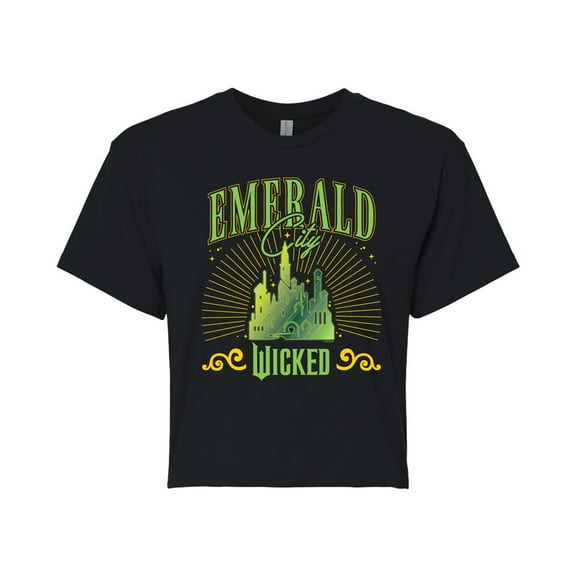 Wicked - Emerald City - Juniors Cropped Graphic T-Shirt