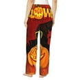 thumbnail image 3 of Uemuo Halloween Pumpkin Pattern Women's Wide Leg Palazzo Lounge Pants with Pockets Light Weight Loose Comfy Casual Pajama Pants-Medium, 3 of 9