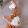 thumbnail image 2 of HomeDM Womens Platform Wedge Slip On Sandals Dressy Open Toe High Heel Summer Beach Vacation Sandals, White Size 6, 2 of 6